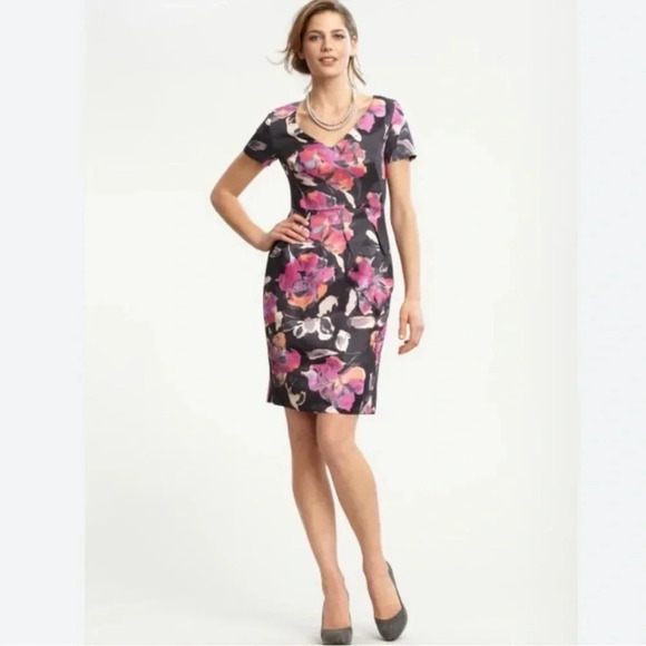 Banana Republic | Linen/Rayon blend Floral fitted sheath dress Women’s size 6 - Picture 11 of 11